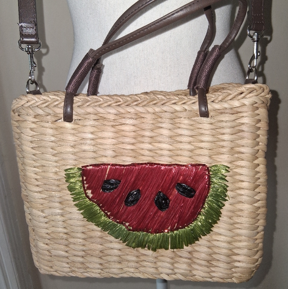*bogo* Straw Watermelon Embroidered Crossbody Bag - Picture 2 of 6